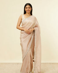 Mohey Women Fawn Stone Embellished Border Saree