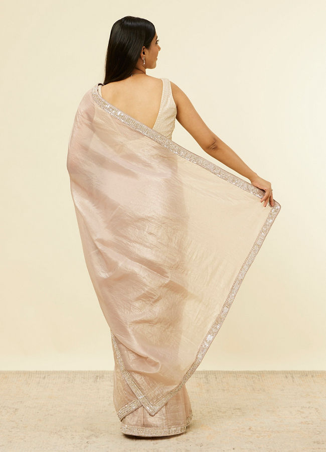 Mohey Women Fawn Stone Embellished Border Saree