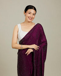 Mohey Women Windsor Wine Stone Embellished Saree