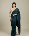 Teal Blue Stone Embellished Saree