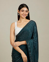 Mohey Women Satinized Blue Splendor Saree