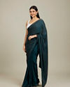 Mohey Women Teal Blue Stone Embellished Saree