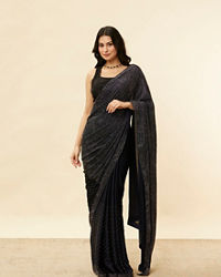 Mohey Women Twilight Blue Stone Embellished Saree