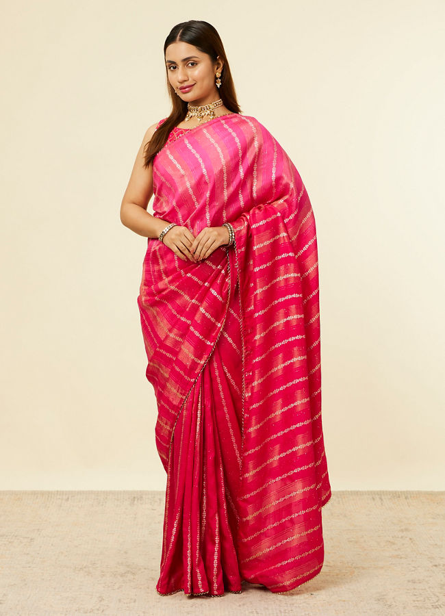 alt message - Mohey Women Rani Pink Bel Buti Patterned Saree image number 3