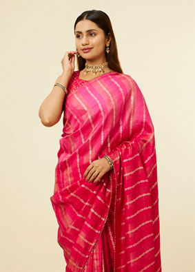 alt message - Mohey Women Rani Pink Bel Buti Patterned Saree image number 1