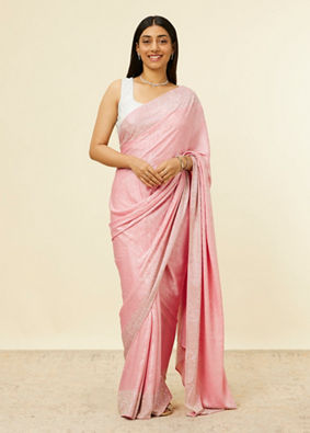 alt message - Mohey Women Pink Stone Embellished Saree image number 0