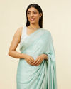 alt message - Mohey Women Light Blue Stone Embellished Saree image number 1