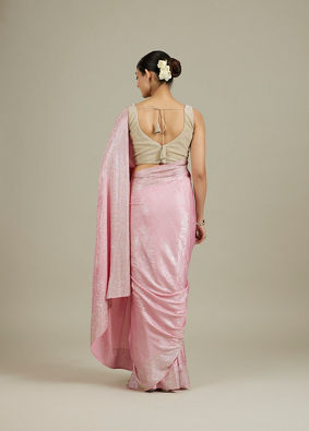 Mohey Women Pink Stone Embellished Saree image number 4