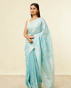 Mohey Women Light Blue Floral Zari Work Saree