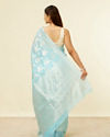 Mohey Women Light Blue Floral Zari Work Saree