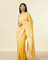 Sunshine Yellow Floral Zari work Saree