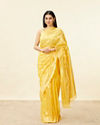 Sunshine Yellow and Gold Floral Zari Work Saree image number 0