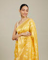 Mohey Women Sunshine Yellow and Gold Floral Zari Work Saree image number 1