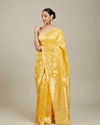 Mohey Women Sunshine Yellow and Gold Floral Zari Work Saree