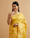 Mohey Women Radiant Yellow Zari Weave Saree