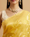Mohey Women Radiant Yellow Zari Weave Saree
