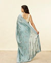 Mohey Women Steel Blue Floral Embroidered Saree