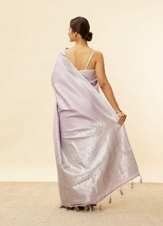 Lavender Zari Floral Buta Motifs Saree image number 2