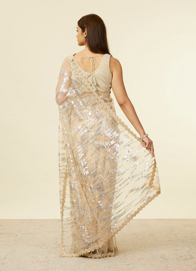 Mohey Women Sand Beige Sequined Saree