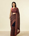 Mohey Women Indigo Blue Bel Buti Patterned Saree