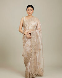 Mohey Women Ravishing Fawn Organza Saree