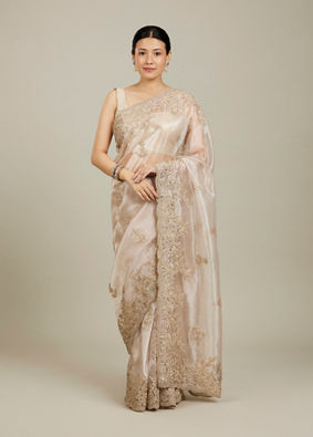 Mohey Women Ravishing Fawn Organza Saree image number 0