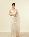 Mohey Women Dark Cream Floral Embroidered Saree