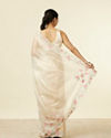 Mohey Women Dark Cream Floral Embroidered Saree