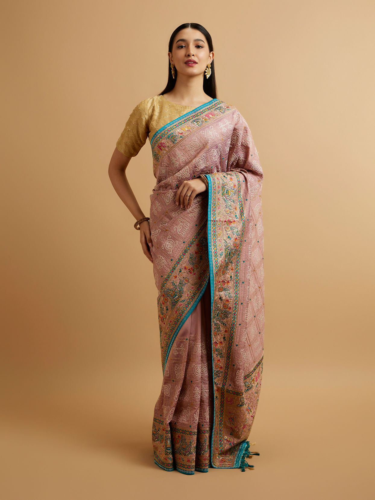 alt message - Mohey Women Engagement Glory Purple Silk Saree with Embroidery and Zari image number 2