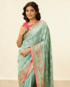 alt message - Mohey Women Sea Green Village Art Embroidered Saree image number 1