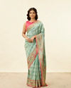 alt message - Mohey Women Sea Green Village Art Embroidered Saree image number 0