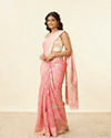 alt message - Mohey Women Rose Pink and Silver Floral Zari Work Saree image number 3