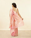 Mohey Women Rose Pink and Silver Floral Zari Work Saree