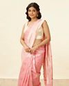 alt message - Mohey Women Rose Pink and Silver Floral Zari Work Saree image number 1