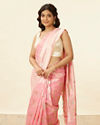 Mohey Women Rose Pink and Silver Floral Zari Work Saree