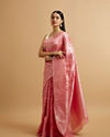 alt message - Mohey Women Pink Zari-Weave Traditional Festive Saree image number 2