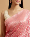 alt message - Mohey Women Pink Zari-Weave Traditional Festive Saree image number 3