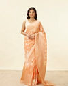 Coral Orange Zari Work Saree image number 0