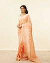 Coral Orange Zari Work Saree image number 3