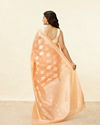 Mohey Women Coral Orange Zari Work Saree