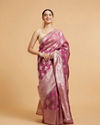 alt message - Mohey Women Damson Purple Zari Work Saree with Diamond Motifs image number 0