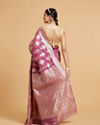 alt message - Mohey Women Damson Purple Zari Work Saree with Diamond Motifs image number 4