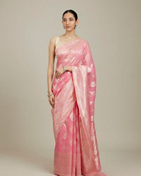 Mohey Women Elegant Pink Silk with Intricate Zari Weave Saree