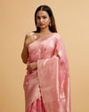 alt message - Mohey Women Elegant Pink Silk with Intricate Zari Weave Saree image number 1