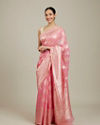 Mohey Women Elegant Pink Silk with Intricate Zari Weave Saree image number 2