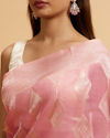 alt message - Mohey Women Elegant Pink Silk with Intricate Zari Weave Saree image number 3