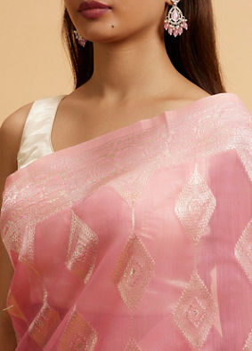 alt message - Mohey Women Elegant Pink Silk with Intricate Zari Weave Saree image number 3