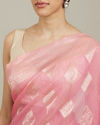 Mohey Women Elegant Pink Silk with Intricate Zari Weave Saree image number 3