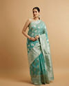 Mohey Women Light Blue with Intricate Zari Weave Saree