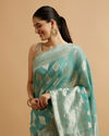 Mohey Women Light Blue with Intricate Zari Weave Saree